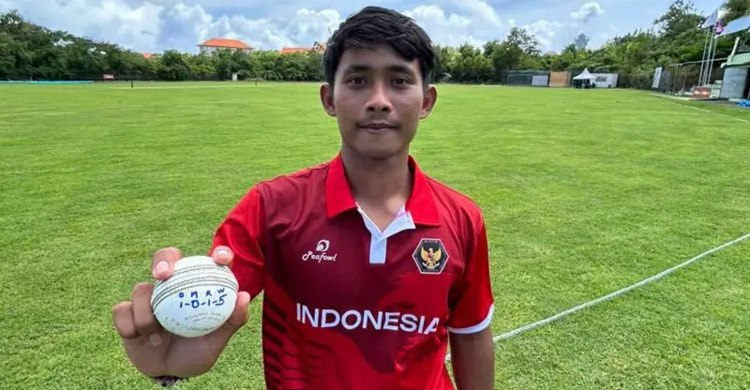 Indonesia bowler takes five wickets in over