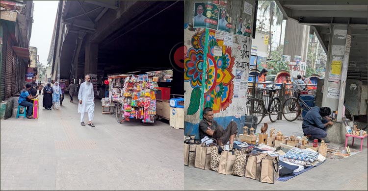 মিরপুরে ফুটপাত দখল করে চাঁদাবাজি