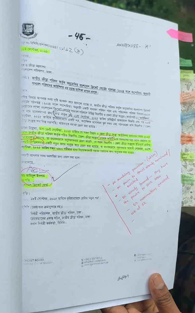 বিসিবি সভাপ&zwnj;তির চি&zwnj;ঠির বৈধতা চ্যালেঞ্জ করে হাইকোর্টে রিট