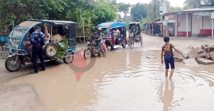 বড় বড় গর্তে সড়কের বেহালদশা, মেরামত হয় না ৪ বছর