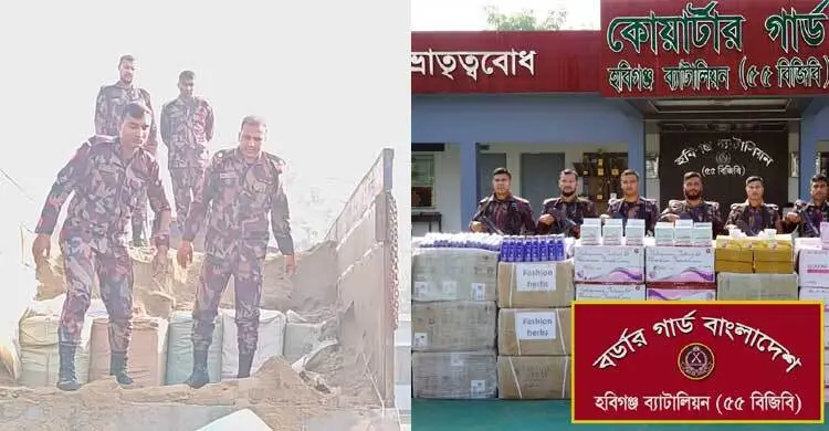 বালুভর্তি ট্রাকে লুকানো ছিল দেড় কোটি টাকার চোরাই শাড়ি