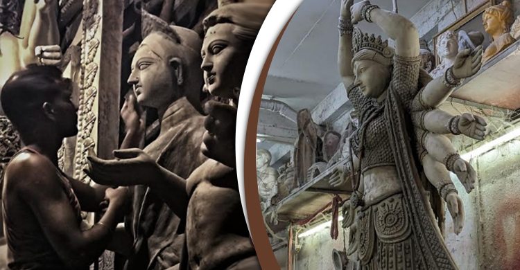 দম ফেলার ফুরসত নেই কুমোরটুলির মৃৎশিল্পীদের