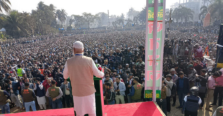 যশোরে জামায়াতের জনসভায় নেতাকর্মীদের ঢল