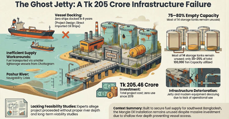 BPC’s Mongla jetty stays idle, fuel tanks mostly empty