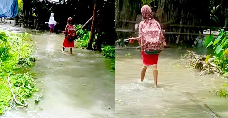 পানিতে তলিয়ে থাকে সড়ক