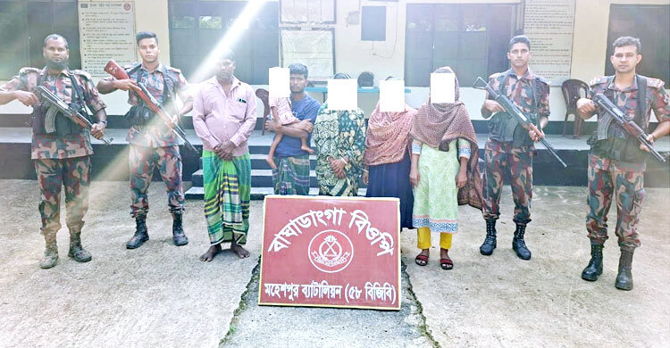 ঝিনাইদহ সীমান্তে নারী-শিশুসহ ৬ বাংলাদেশি আটক