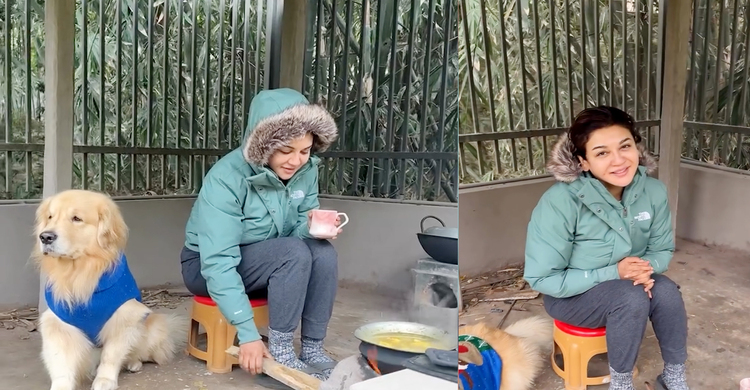 কনকনে শীতে গ্রামের মাটির চুলায় কী রান্না করছেন জয়া আহসান