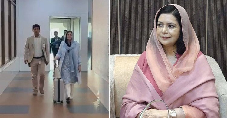 এয়ারপোর্ট থেকে বের হচ্ছেন ডা. জুবাইদা রহমান