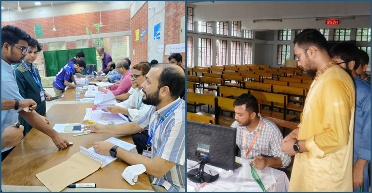 বিভিন্ন কেন্দ্রে ভোট দিচ্ছেন জাকসু প্রার্থীরা