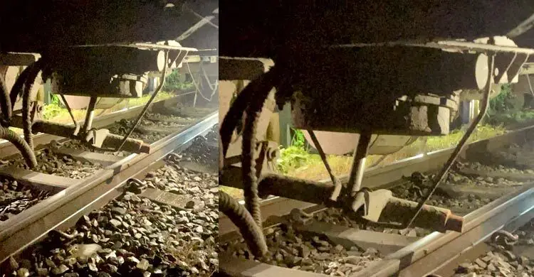 কালীগঞ্জে হুইস পাইপ ছিঁড়ে ক্রসিংয়ে থামল ট্রেন