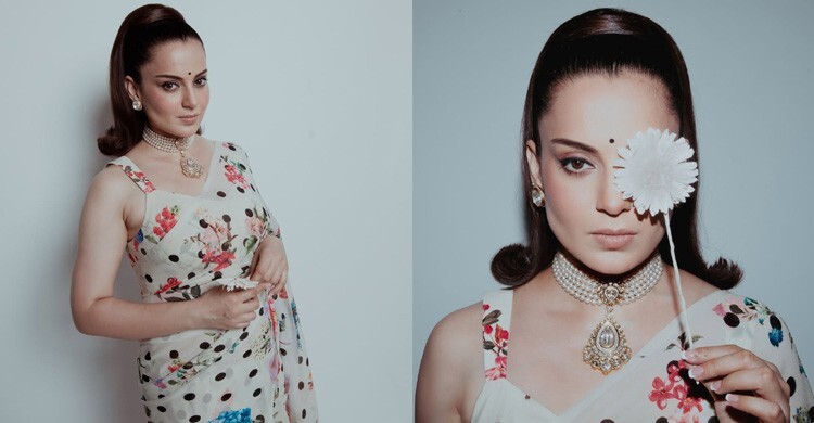 পোলকা ডট আর ফুলের ছোঁয়ায় নজরকাড়া কঙ্গনা