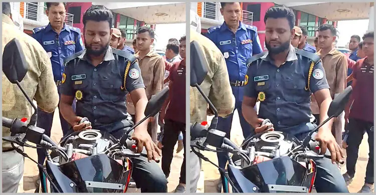 নম্বরবিহীন মোটরসাইকেলে জ্বালানি নিতে গিয়ে কারারক্ষী আটক