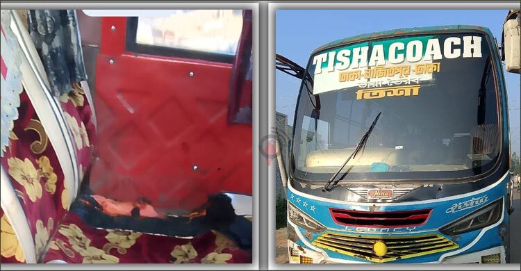 কিশোরগঞ্জে বাসে আগুন, অল্পের জন্য রক্ষা পেলো ঘুমন্ত হেলপার