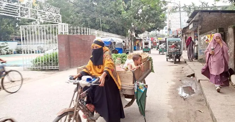 ভ্যানভর্তি সবজি মাঝে ছোট্ট আয়েশাকে নিয়ে মা শিউলি বেগমের সংগ্রামী জীবন