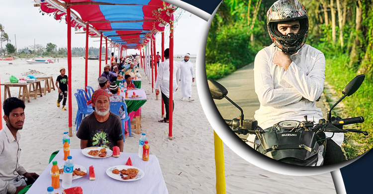 কুয়াকাটা সৈকতে অসহায়দের নিয়ে ইউটিউবার ফিরোজ হাসানের ইফতার