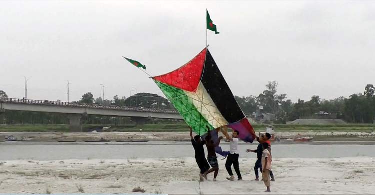 ফিলিস্তিনের সমর্থনে উড়লো ১২ ফুট লম্বা ঘুড়ি