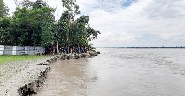 কুড়িগ্রামে পানি কমলেও বাড়ছে ভাঙন আতঙ্ক