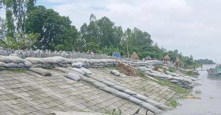 বাঁধ ধসে কাজে আসছে না জিও ব্যাগ, আতঙ্কে এলাকাবাসী