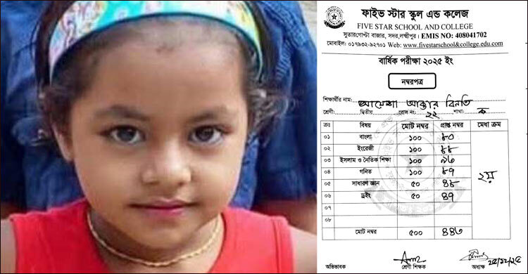 রোল ২২ থেকে ২, সাফল্য দেখে যেতে পারলো না শিশু আয়েশা