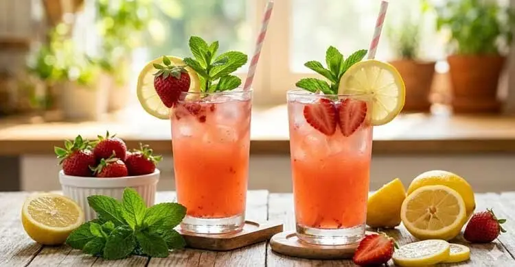 ইফতারে রাখুন ভিন্ন স্বাদের লেমন স্ট্রবেরি জুস