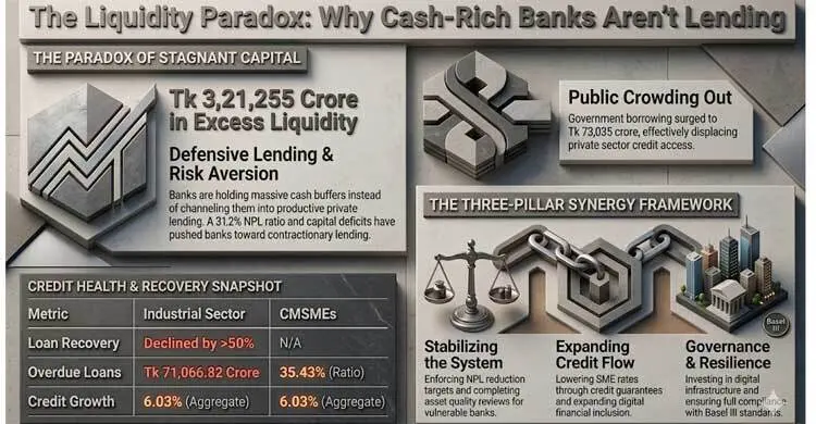 Banks drowning in cash while businesses wither, laments DCCI