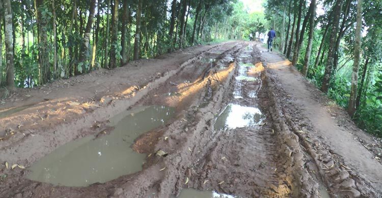 কাদাপানির সড়কে হাঁটা-চলা দায়