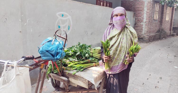 দুই দশকের সংগ্রাম, ভ্যান ঠেলে সবজি বিক্রি করে চলছেন খাদিজা
