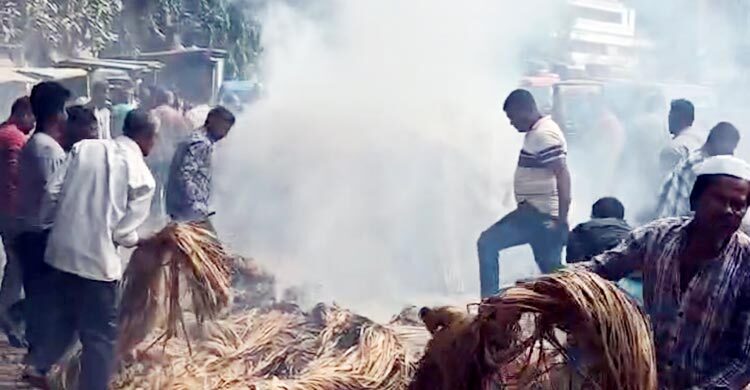 মাগুরায় তর্কের জেরে পাটবোঝাই নসিমনে আগুন