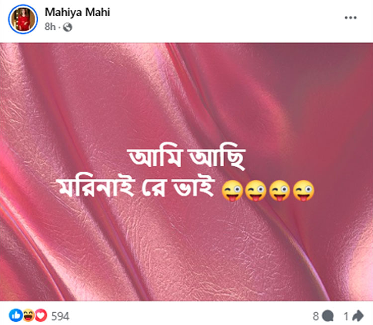 মাহি বললেন, ‘আমি আছি, মরিনাই রে ভাই’