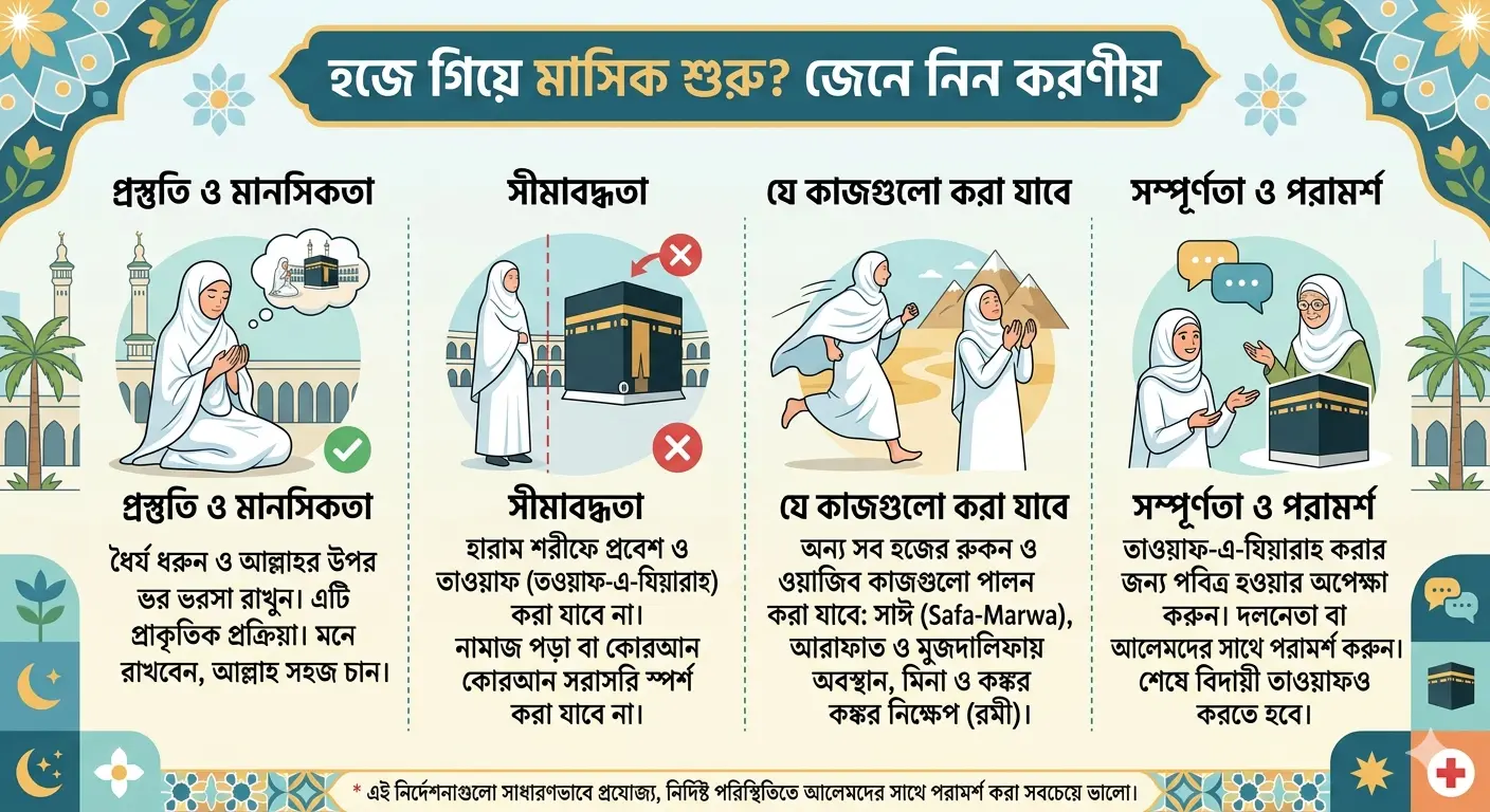 হজে গিয়ে মাসিক শুরু? জেনে নিন করণীয়