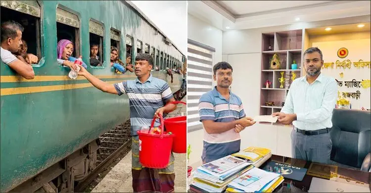 ট্রেনের যাত্রীদের বিনামূল্যে পানি পান করানো সেই মুন্নু শেখকে সম্মাননা
