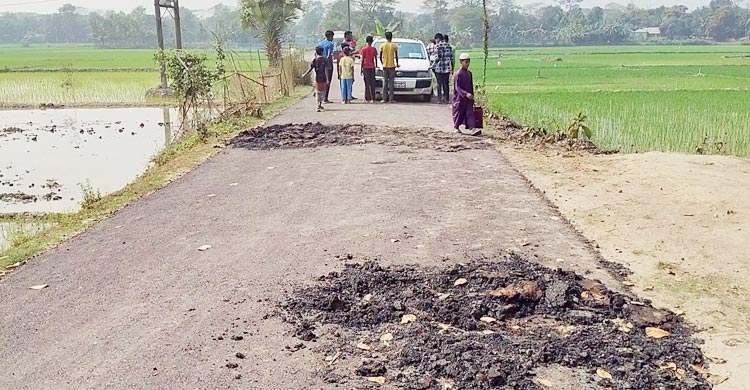 সড়কে হাত দিতেই উঠে আসছে কার্পেটিং, তোপের মুখে কাজ বন্ধ