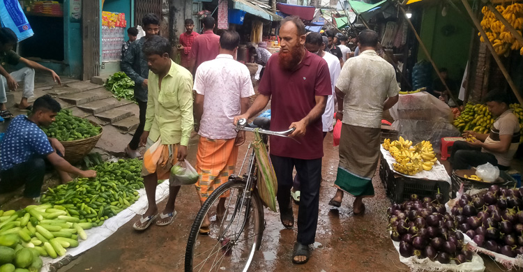 বৃষ্টিতে ময়মনসিংহে দাম বেড়েছে সবজি-মাছের
