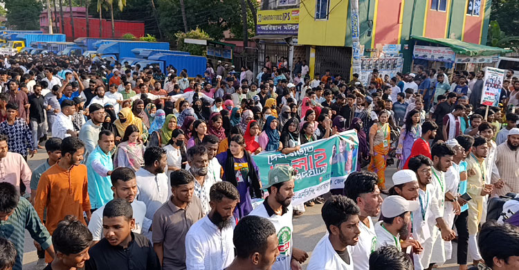 নারায়ণগঞ্জে এনসিপির পদযাত্রায় নেতাকর্মীর ঢল