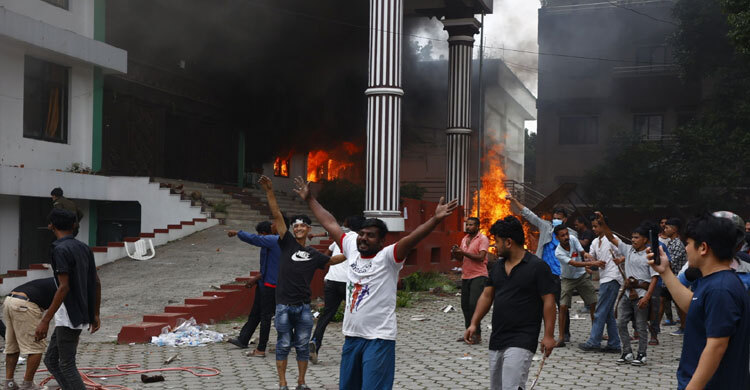 Nepal ruling party’s central office set ablaze amid protests