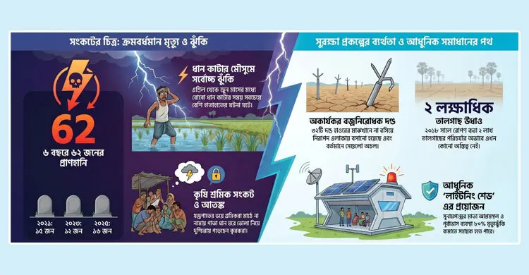 ‘উদাসীনতায়’ ডুবেছে কোটি টাকার বজ্রনিরোধক প্রকল্প, ৬ বছরে মৃত্যু ৬২