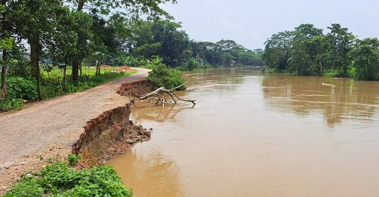 নেত্রকোনায় কংস নদীভাঙন, আতঙ্কে ২০ গ্রামের মানুষ