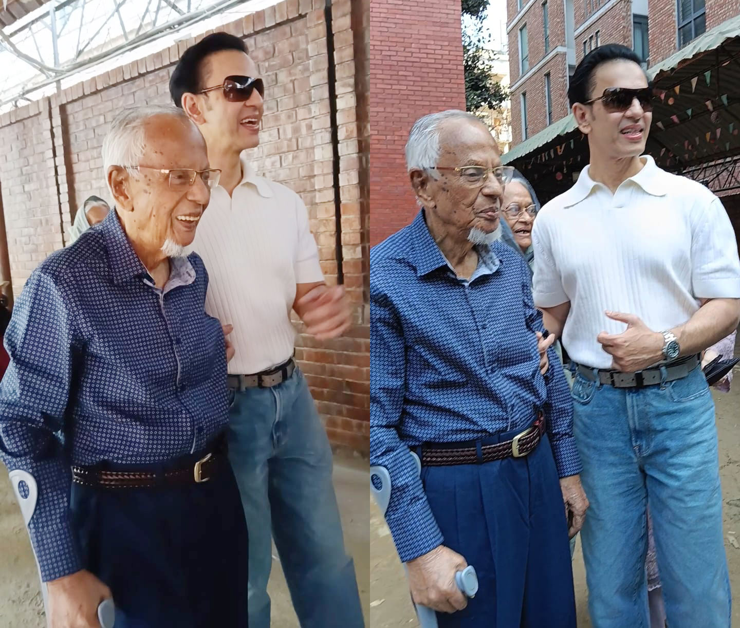 নোবেলের সঙ্গে বাবা-মা, ছবি তুলেছেন ভোটারদের সঙ্গেও