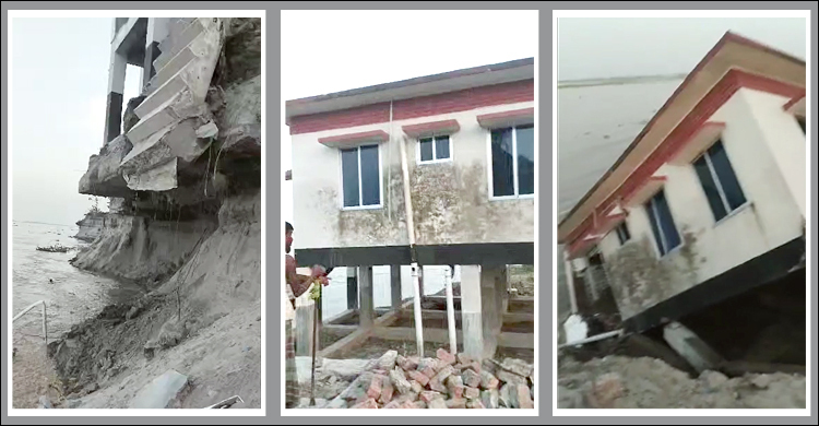 ব্রহ্মপুত্রের গর্ভে বিলীন হয়ে গেলো চরভগতিপুর কমিউনিটি ক্লিনিক