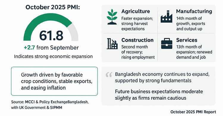 Economy sees stronger momentum as October PMI rises to 61.8