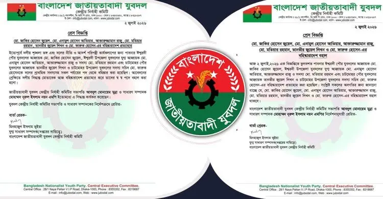 সকালে অব্যাহতি, বিকালে ফের বহিষ্কার যুবদলের ছয় নেতা