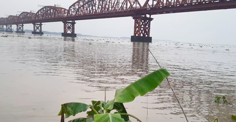 পদ্মার বাড়ন্ত পানি দেখতে হার্ডিঞ্জ ব্রিজে উপচেপড়া ভিড়