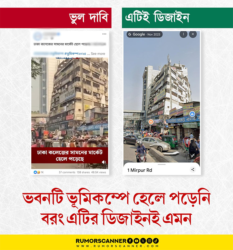 নিউমার্কেটের ভাইরাল ভবনটি ভূমিকম্পে হেলে পড়েনি, নকশাই এমন