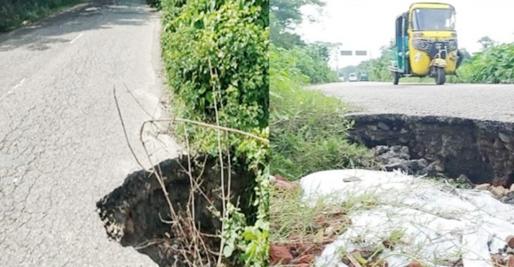 মেঘনা-ধনাগোদা বেড়িবাঁধ সড়ক যেন মরণফাঁদ