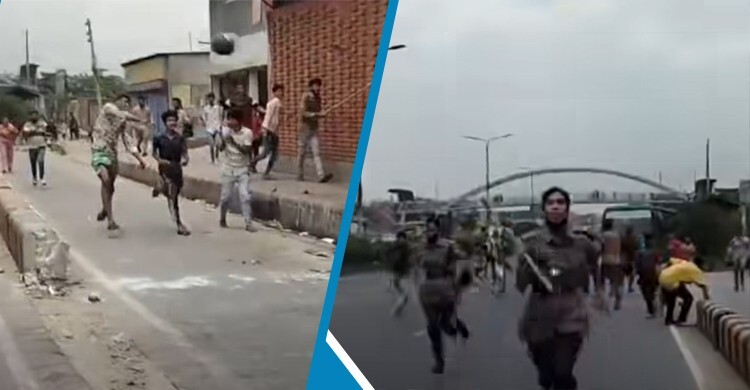 বাউনিয়া বাঁধে বস্তি উচ্ছেদ অভিযানে পুলিশের ওপর হামলার অভিযোগ