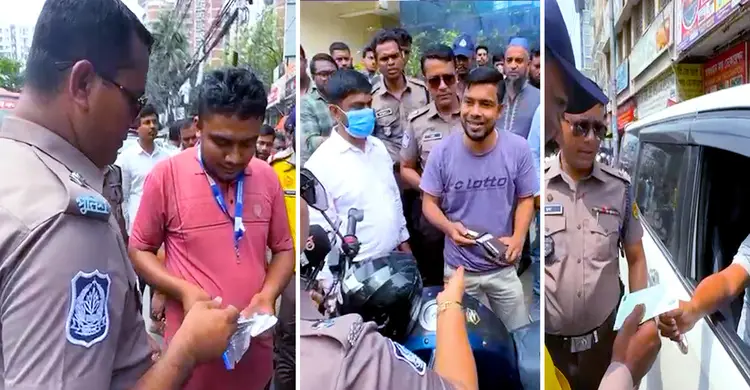 ফুটপাতে পার্কিং করা মোটরসাইকেলের বিরুদ্ধে ভিডিও মামলা পুলিশের