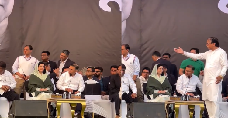 হুজুরকে চেয়ার এগিয়ে দিলেন বিএনপির চেয়ারম্যান তারেক রহমান