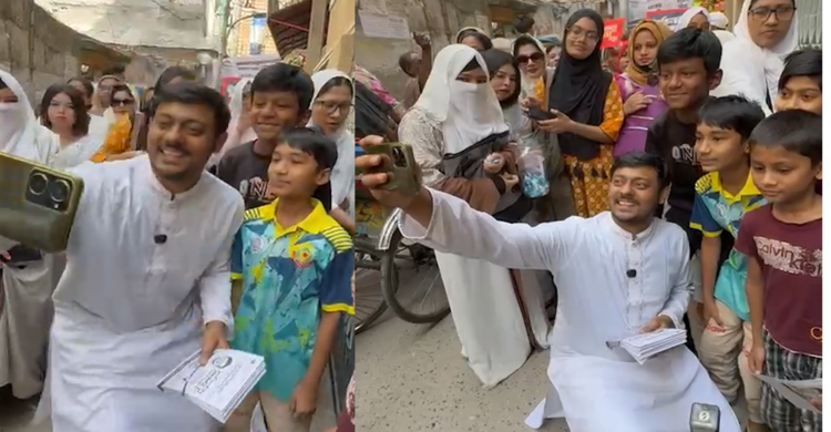 গণসংযোগে ঘুরে ঘুরে শিশুদের সঙ্গে সেলফি তুললেন নাসিরুদ্দিন