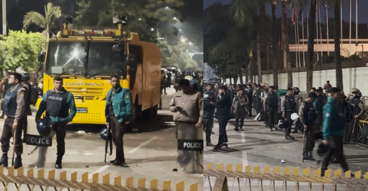 শাহবাগে সংঘর্ষের পর যমুনার সামনে সতর্ক অবস্থানে পুলিশ