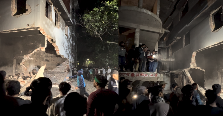 ধানমন্ডি ৩২ নম্বরে এখনো চলছে ভাঙচুর